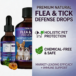 Gouttes de prévention contre les puces et les tiques pour chiens - Supplément liquide riche en protéines, huile de noix de coco, poudre d'ail, soutien immunitaire, absorption rapide - Product Image 2