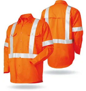 Mens özelleştirilmiş tulum yansıtıcı gömlek yüksek Vis güvenlik nefes iş gömlekleri