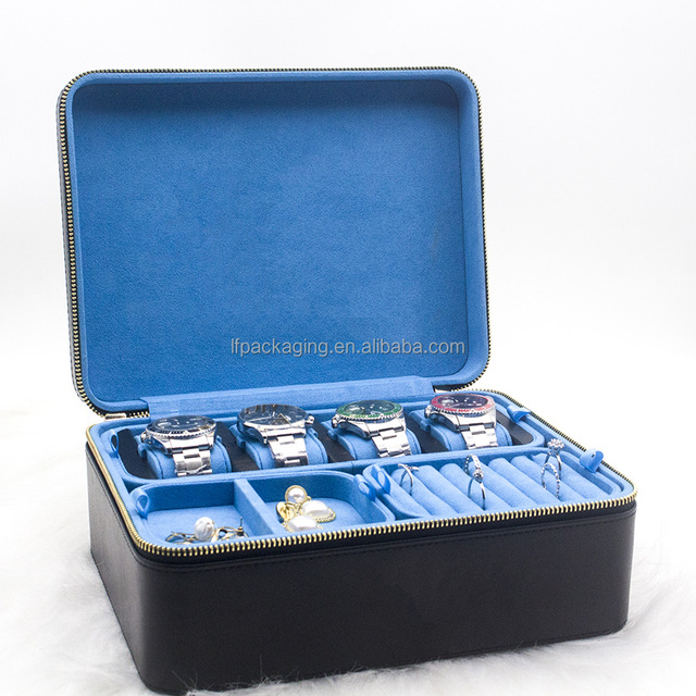 ICE BOX US Hot Sell Big case for Watches&jewelries Black Pu Box Watch Storage Jewelry Organizer Large case