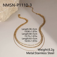 Collier chaîne vintage en acier inoxydable, colliers superposés à trois couches pour femmes