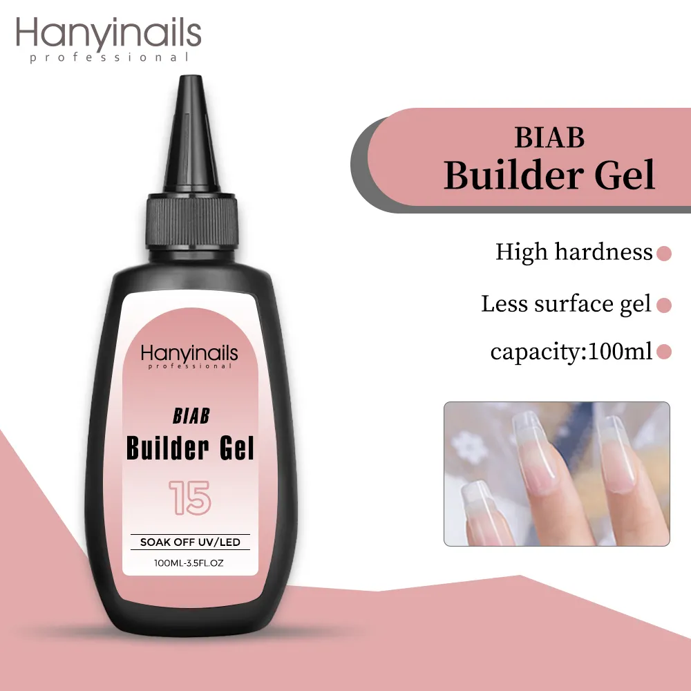 Hanyinails fábrica fornecedor recarga líquido unha gel transparente 100ml indolor construtor de unhas de alta qualidade escova-em gel