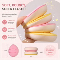 Grande éponge à maquillage en forme de guimauve, épaisse, couleur café au lait, en forme de goutte d'eau, double usage sec/humide, pour coussin d'air, avec ruban