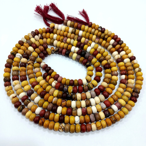 ลูกปัดหินมูคาอิทธรรมชาติทรงรอนเดลล์เรียบขนาด 8 มม. หลายสี - Product Image 1