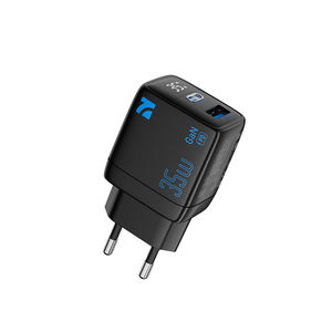 Cargador NCC CD-0402 EU 35W GaN USB + TYPE-C con Pantalla Digital, Cargador Doble Rápido y Seguro (Negro) - Product Image 1