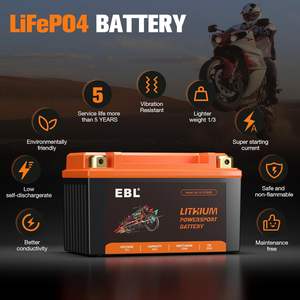 Batterie de moto EBL 12V 6Ah LiFePO4, 180CCA au lithium gratuit, YTZ10S-BS pour VTT, UTV, jet ski, quad, moto, tondeuse à gazon, jet ski - Product Image 3