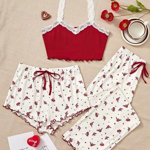 Nova Chegada Design de Moda Macio Sexy Lace Suave Leite De Seda Lingerie Pijamas Set Pijamas Pijamas para Mulheres Meninas - Product Image 3