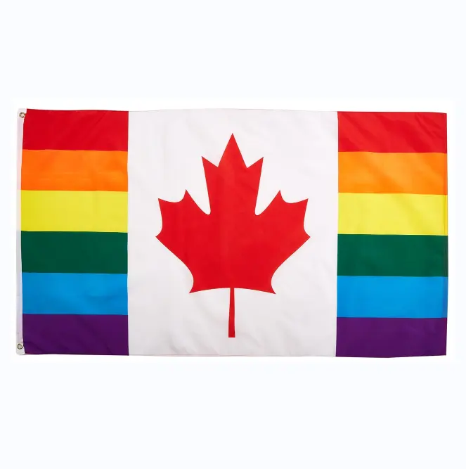 Bandeira arco-íris de poliéster estampada em loja com bandeira dos EUA de 3x5 pés Canadá