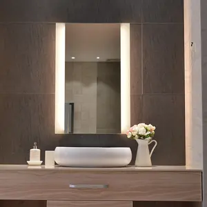 中国直销制造商豪华新款复古矩形照明功能除雾器发光二极管触摸传感器浴室酒店镜子