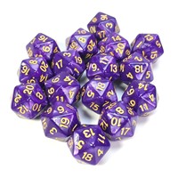Vente en gros de dés D20 polyédriques de couleur mélangée violet perlé pour le jeu de table DND RPG