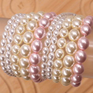 Contas de Pérola de Vidro Oval em Cores Mistas, Formato de Ovo, Contas Soltas para Fazer Joias de Casamento, Pulseiras e Colares DIY - Product Image 2