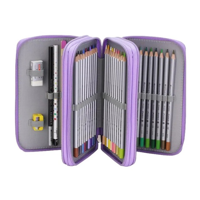 Large Capacity 3/4 Layer Pencil Case Waterproof Canvas Fabric School Stationery Storage Box with Zipper Kids Stationery Set