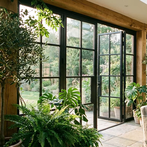 Portes coulissantes pliantes en verre et alliage d'aluminium pour entrée, salon, atelier automobile, balcon, jardin - Product Image 1