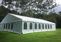 15x50m, design populaire, tente de fête, tente à auvent blanc avec mur latéral, fenêtres transparentes transparentes