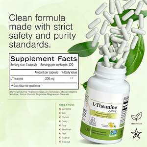 Píldoras de L-Teanina 200mg de Marca Privada Personalizada, Suplemento para el Alivio del Estrés, Tendencia Viral, Extracto de Té Verde Sin GMO, Calma los Nervios - Product Image 3