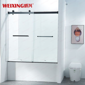 סיטונאי מט סיטונאי מט כפול הזזה מפלדת אל חלד מזג ג 'קוזי דלת מקלחת - Product Image 1