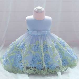 Robe de fête fleurie mignonne pour bébé fille de 12 mois à 1 an, idéale pour le premier anniversaire - L1845XZ - Product Image 4
