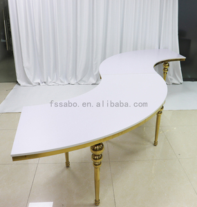 Moderno di lusso in acciaio inox bianco <span class=keywords><strong>S</strong></span> forma di evento banchetto serpentina tavolo per eventi festa di nozze quattro pezzi tavola rotonda - Product Image 3