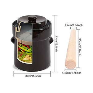 Pot <span class=keywords><strong>de</strong></span> <span class=keywords><strong>fermentation</strong></span> en grès <span class=keywords><strong>de</strong></span> 5 L, artisanal, écologique, émaillé, avec poids, style allemand, hermétique, pour la <span class=keywords><strong>fermentation</strong></span> du chou sauer - Product Image 4