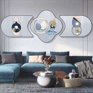 Salon peinture décorative en forme de <span class=keywords><strong>triptyque</strong></span> hexagonal peinture murale atmosphère invitant la richesse cristal porcelaine - Product Image 2