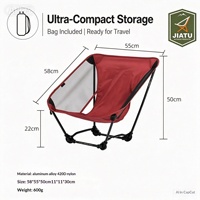 Chaise pliante en aluminium aéronautique 7001, ultralégère, à quatre pieds, pour le glamping, le camping, portable, pour l'extérieur, OEM