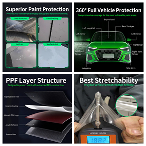 Rollo de Película Protectora de TPU/TPH/PPF Negro Brillante de 7.5mil, Autoadhesiva, Protección para Automóviles, Adhesivo Fuerte, Antiarañazos, Precio al por Mayor - Product Image 3