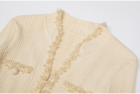 Robe midi pour femme, nouvelle mode automne-hiver, viscose, coupe droite, simple, unie, tricotée, col en V, ajustée, faite à la main, ornée de perles, manches longues
