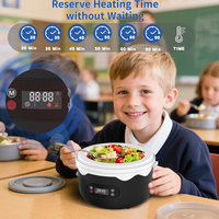 Boîte à lunch chauffante électrique isolée de 1,1 L avec pot intérieur amovible en acier inoxydable 304, chauffage sans eau, minuterie à bouton