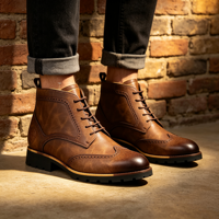 CACATUA Nouvelle Collection Bottes Chukka Montantes Homme en Cuir PU Bruni Imperméables Antidérapantes à Lacets Hiver 6593-6