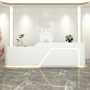 CR179 High Gloss Car Paint Curved Reception Desk with Ambient LED Light Commercial Beauty Salon & Medical Office Counter - Product Image 3