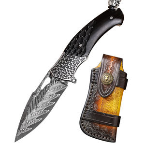 Coltello Pieghevole Premium Desert <span class=keywords><strong>Eagle</strong></span> in Acciaio Damasco VG10 a 89 Strati con Manico in Legno di Ebano e Impugnatura in Acciaio Inox 316 - Product Image 1