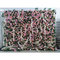 Panneau de roses et de pivoines, 10x10 pieds, fausses fleurs, pour un décor floral, pour un mariage, pour un arrière-plan