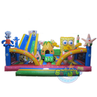 Vente en gros de châteaux gonflables bleus en forme de chat, aire de jeux gonflable pour enfants à vendre