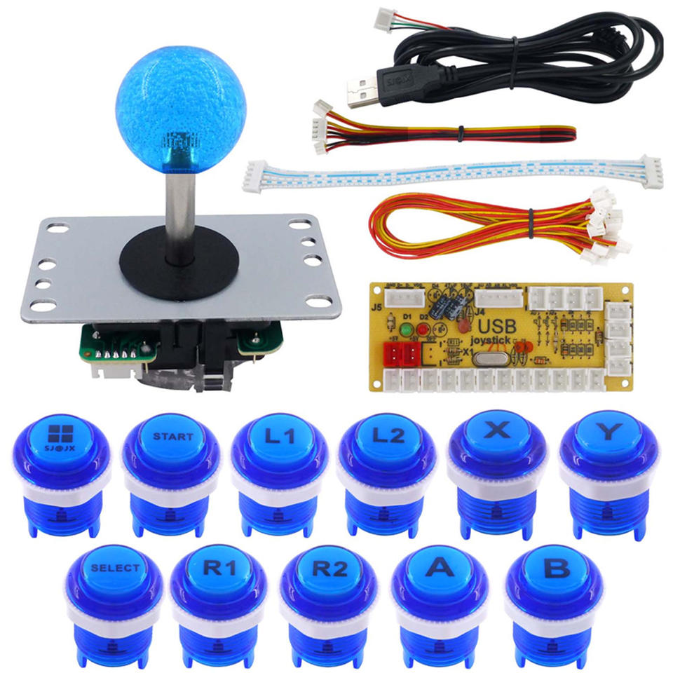 Led Grey Color LED Arcade Joystick Button DIY Kit - Zero Delay USB Encoder