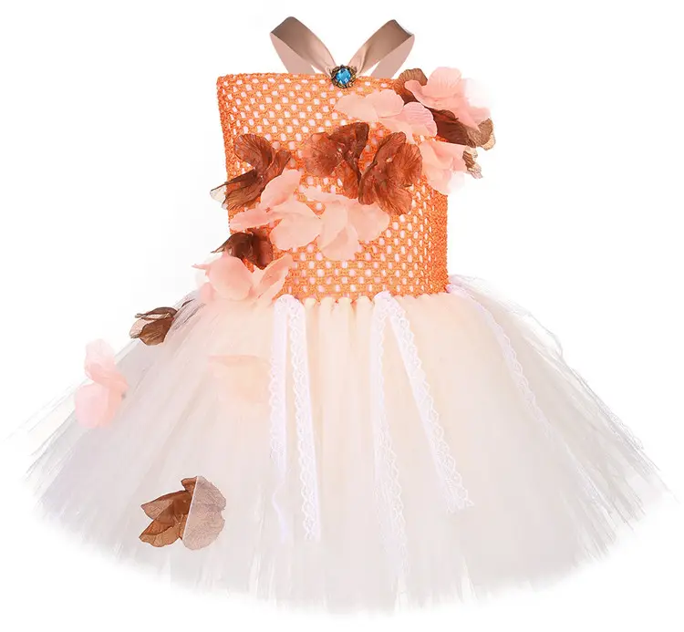 Moana Inspired Girls Tutu Dress Halloween Photo Prop Purim Kids Baby Fancy Flower Costume Handmade Tulle Dress
