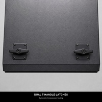 Bâche de benne modulaire en aluminium noir mat pour pick-up avec fenêtre coulissante latérale à aile de mouette et double poignée en T