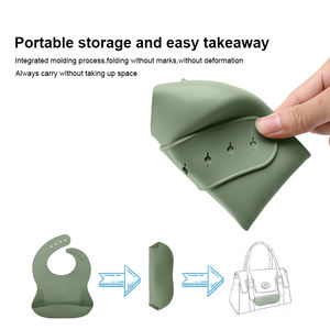 Baberos impermeables de silicona de grado alimenticio para bebés sin BPA al por mayor con colector de alimentos babero de alimentación ajustable personalizado suave para niños - Product Image 4