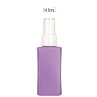 Flacon pulvérisateur carré en plastique PET de 50 ml pour parfum, avec compte-gouttes, vide, pour cosmétiques