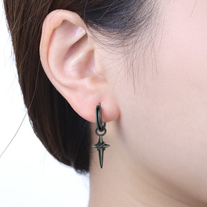 Pendientes/argollas con diseño de estrella cruzada en cobre blanco oscuro, pendientes originales de estilo gótico, estilo femenino - Product Image 5