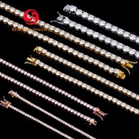 Bracelet Tennis en Argent Sterling 925 de Haute Qualité avec Testeur de Diamant Pass, Hip Hop, 2mm 3mm 4mm 5mm 6.5mm, Moissanite