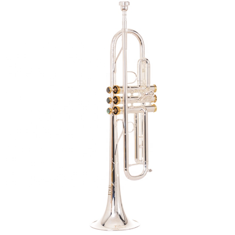 Professional B-Flat Performance Grade Silver Trumpet Hand Carved and ...
