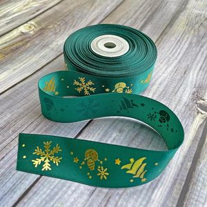 Cinta de poliéster de doble cara con lámina dorada para cajas de regalo de Navidad, cinta decorativa navideña - Product Image 4
