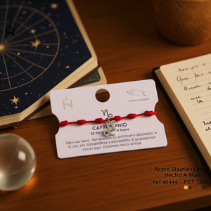 Braccialetto Festival dei Sette Stelle di Capricorno, Cordoncino Rosso in Acciaio Inossidabile, Bracciale con Charm Fatto a Mano per Segno Zodiacale - Product Image 3