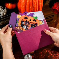Carte de vœux personnalisée Halloween 3D Pop-up en papier artistique avec vernis mat, impression offset 160x110mm avec enveloppe pour fête