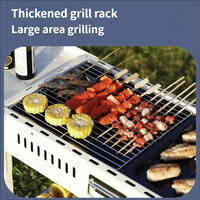 Barbecue au charbon de bois portable, barbecue détachable avec pare-vent et poignée en bois, pour le camping en plein air, les pique-niques, les fêtes