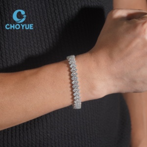Drop Shipping RTS GRA Pass Diamond Tester Solid 925 Silver 9.3MM <b>Iced</b> <b>Out</b> Hip Hop Jewelry VVS Moissanite Tenis Bracelet - Product Image 1