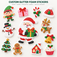 Lot d'autocollants en mousse EVA pour cadeaux et loisirs créatifs, avec impression pailletée et découpe, thème Noël