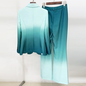 High Quality Fall 2023 Plus Size 2 Piece Skinny Fit Button Women's <b>Blazer</b> & Pants <b>Set</b> Office Wear - Product Image 4