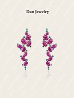 Ensemble de boucles d'oreilles en argent S925 plaqué or blanc avec rubis cultivés en laboratoire et coquillages naturels roses français pour fiançailles, mariage, anniversaire