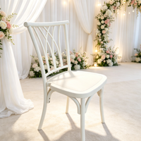 Chaise en résine plastique blanche empilable de haute qualité 800 lbs pour banquets, événements, mariages et fêtes, modèle X-Back, vente en gros