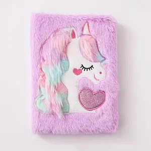 प्यारा ए 5 प्लश भालू डायरी कावाई नोटबुक लॉक कपड़े कवर के साथ मुद्रित शैली के थ्रेड सिलाई - Product Image 1